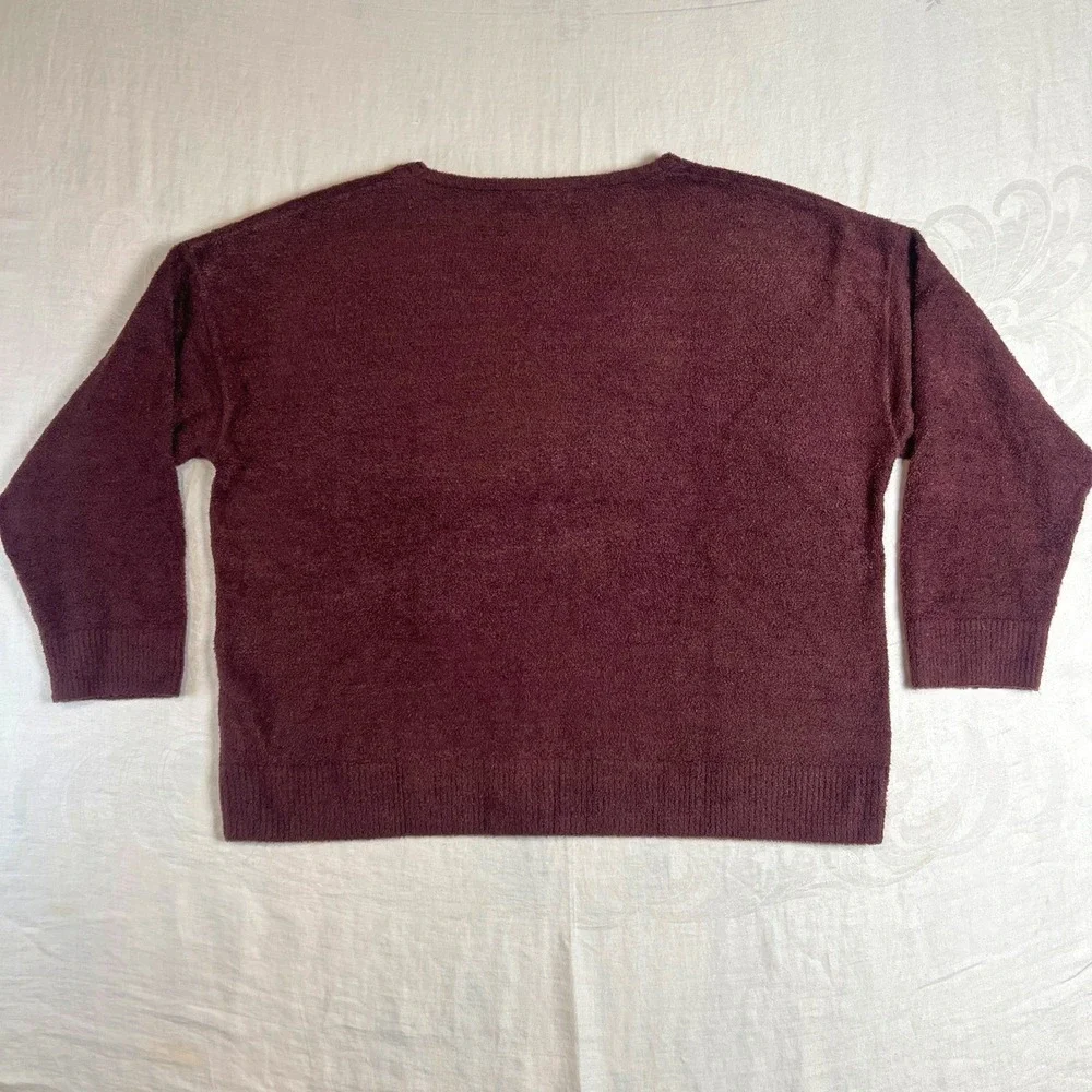 Barefoot Dreams Sweater Women's 1X Petite Cozy Chic V-Neck Plum Soft Loungewear‎